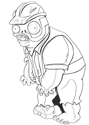 Digger Zombie from Plants vs Zombies Coloring Page