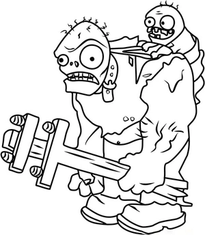 Giant Plant vs Zombie Monstrous Gladiator Coloring Page