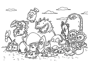 "Plants versus Zombies Illustration" Coloring Page