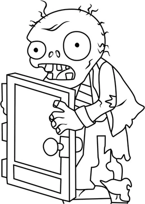 Screen Door Zombie from Plants vs Zombies Coloring Page