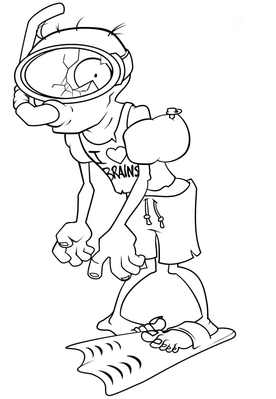 Snorkel Zombie from Plants vs Zombies Coloring Page