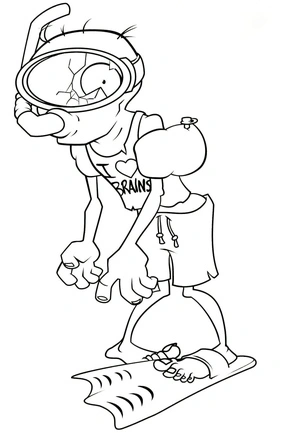 Snorkel Zombie from Plants vs Zombies Coloring Page
