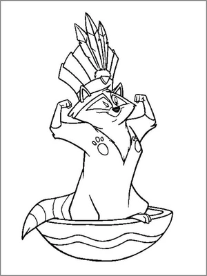 Raccoon named Meeko Coloring Page