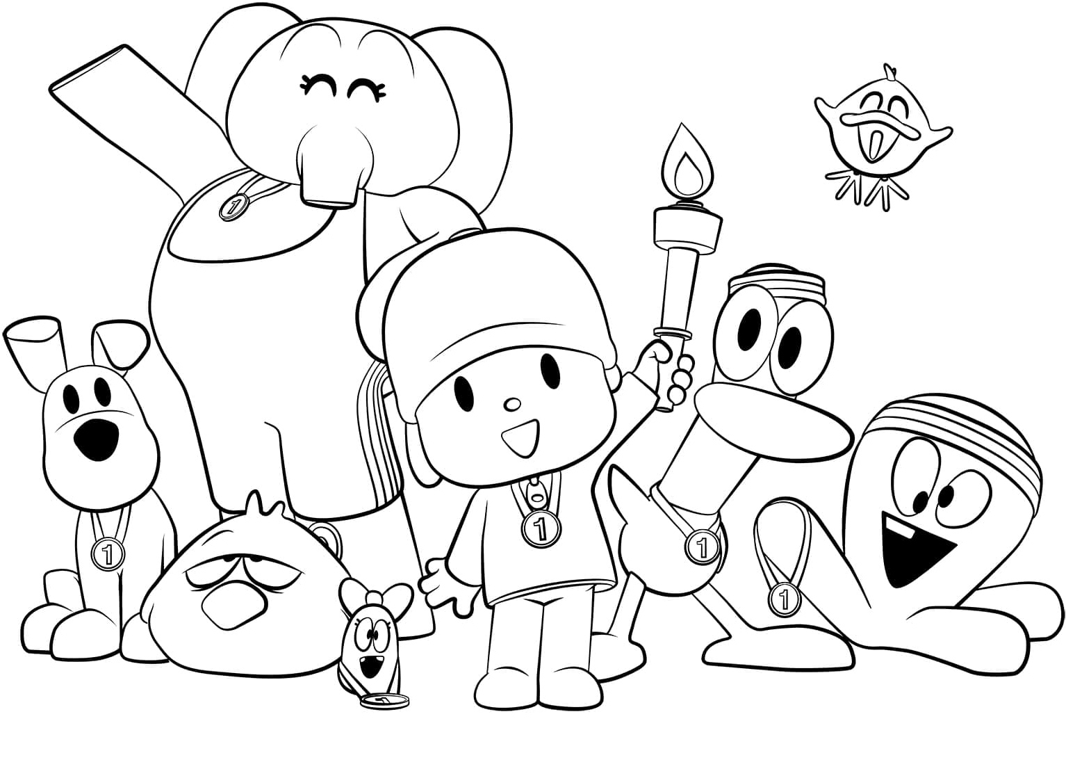 Characters from Pocoyo Coloring Page