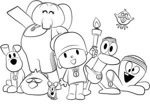 Characters from Pocoyo Coloring Page