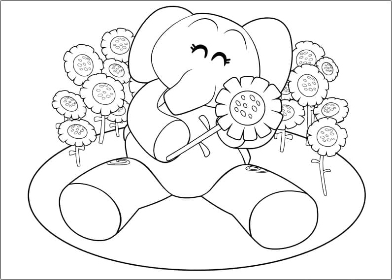 Pocoyo and his friend Elly Coloring Page