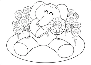Pocoyo and his friend Elly Coloring Page