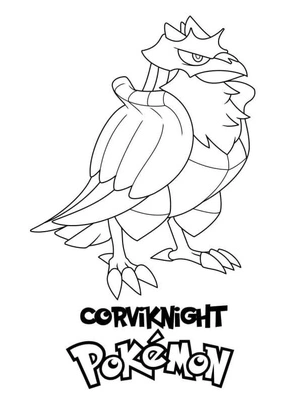 Pokemon Corviknight Coloring Page