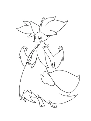 Pokemon named Delphox. Coloring Page