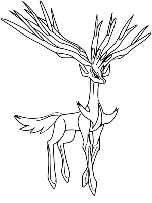 Xerneas from Pokemon. Coloring Page