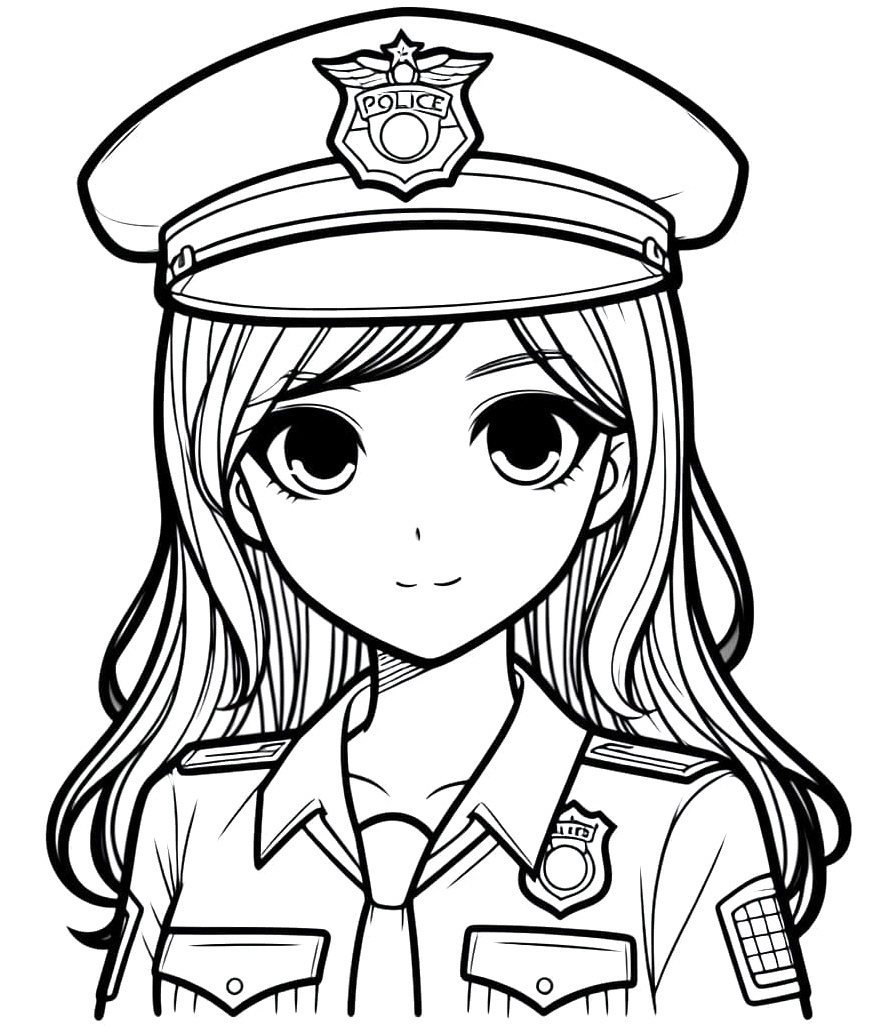 A Lovely Lady Police Officer Coloring Page