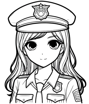 A Lovely Lady Police Officer Coloring Page