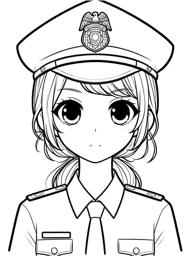 Girl Police Cartoon Coloring Page