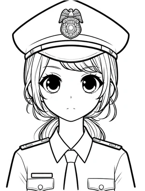 Girl Police Cartoon Coloring Page