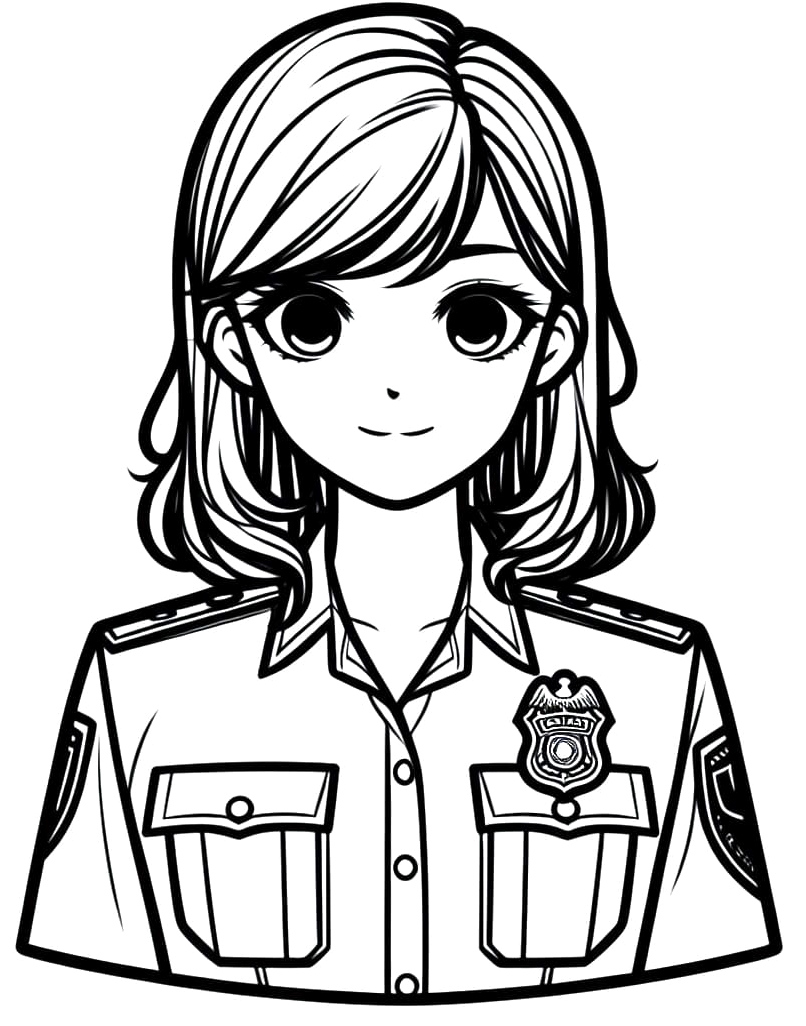Printable Free Female Police Officer Coloring Page Coloring Page