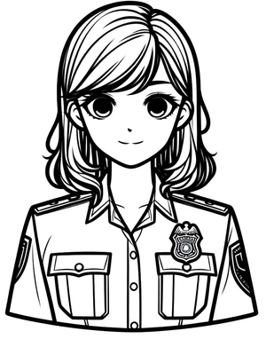 Printable Free Female Police Officer Coloring Page