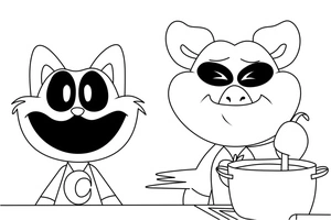 CatNap and PickyPiggy Coloring Page