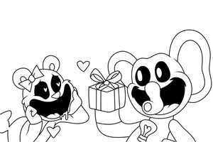 Cheerful Creatures from Poppy Playtime Coloring Page
