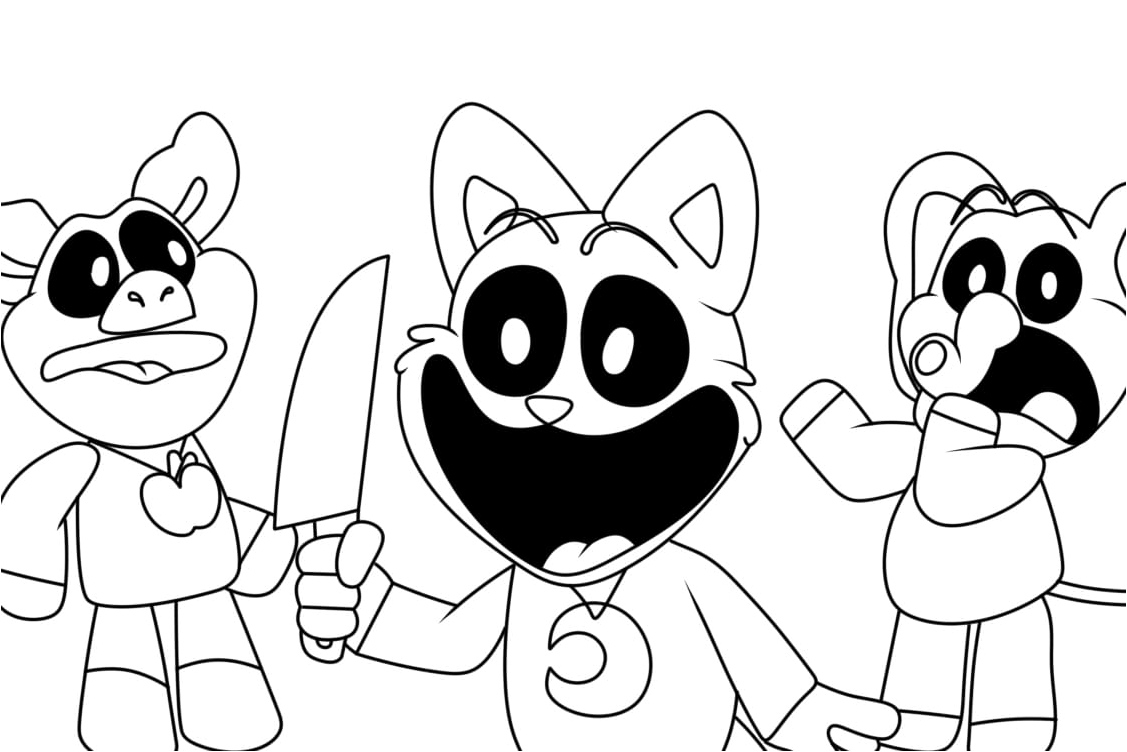 Spooky Grinning Creatures Coloring Page