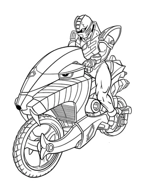 Power Rangers on Motorcycles Coloring Page