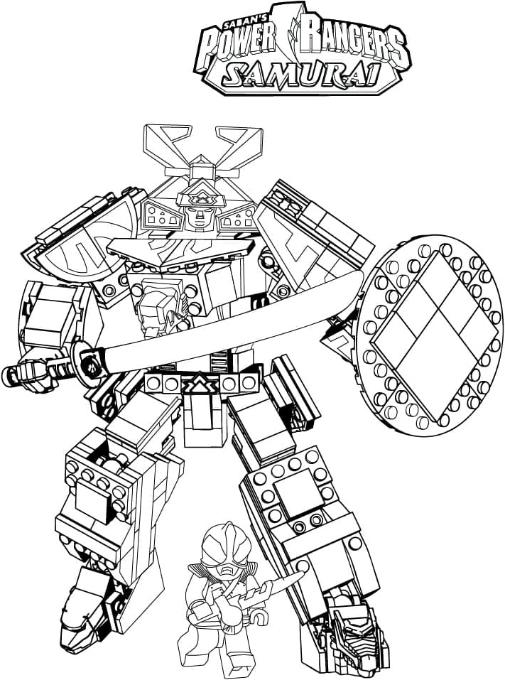 Samurai Power Rangers by Lego Coloring Page