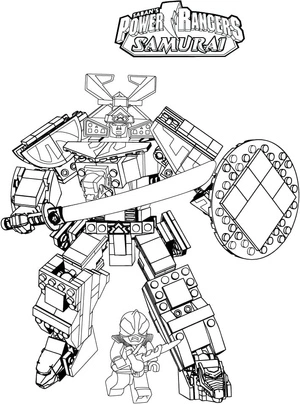 Samurai Power Rangers by Lego Coloring Page