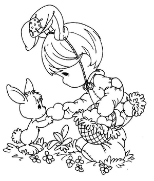 Adorable Bunny Boy from the Precious Moments collection Coloring Page