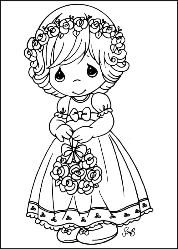 Adorable Moments Sweet Girl Coloring Page