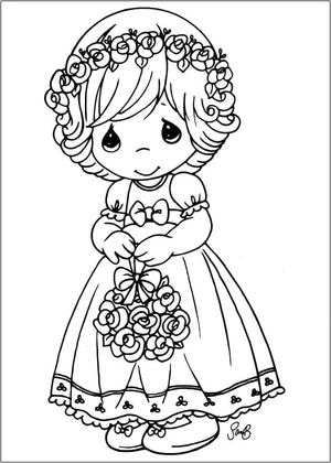 Adorable Moments Sweet Girl Coloring Page