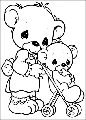 Cute Teddy Bears Moments Coloring Page