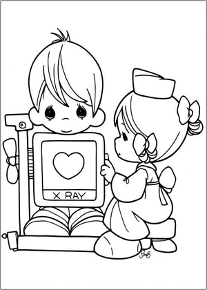 Doctor in Precious Moments Coloring Page