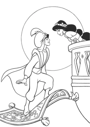 Aladdin and Princess Jasmine Coloring Page