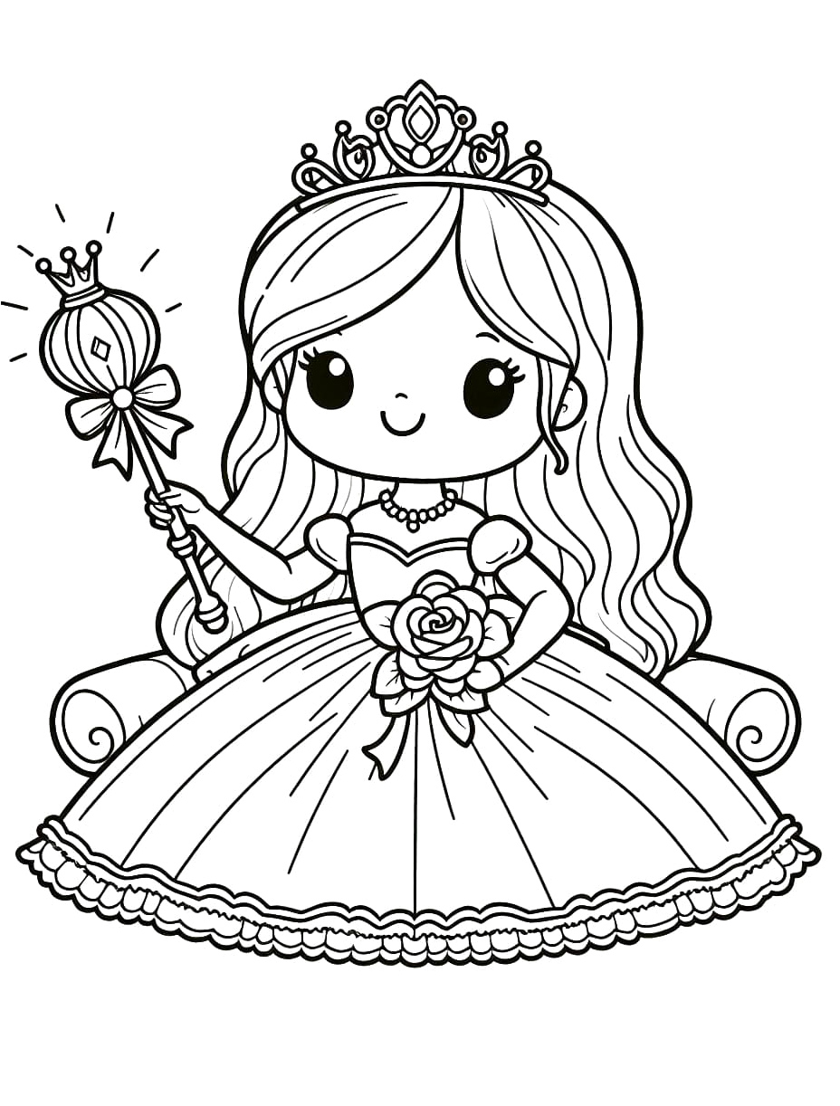 Adorable Young Princess Coloring Page