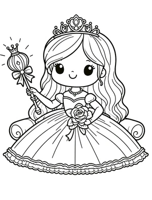 Adorable Young Princess Coloring Page