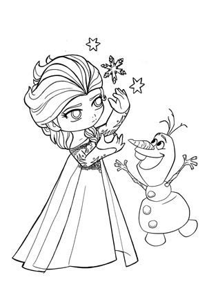Princess Elsa and Olaf Coloring Page Coloring Page
