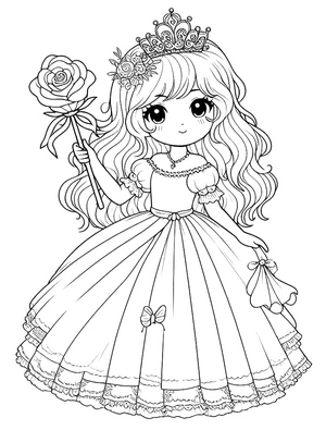 Princess with a Flower Coloring Page