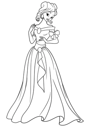 Princess with Curly Hair Coloring Page