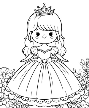 Printable Adorable Princess Coloring Page