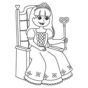 Young Princess Relaxing on a Chair Coloring Page
