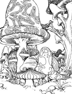 Free Psychedelic Mushrooms Coloring Page