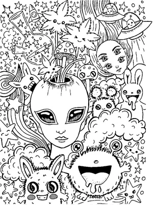 Psychedelic Cutie Coloring Page