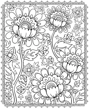 Psychedelic Flowers Coloring Page