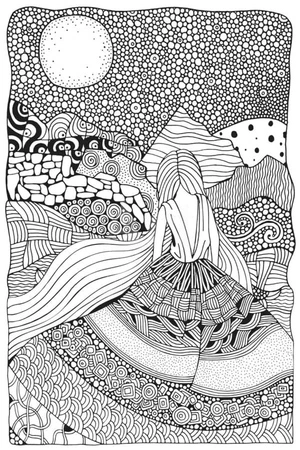 Psychedelic Long Hair Coloring Page