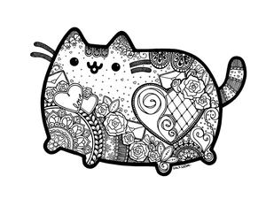Adorable Pusheen Stress-Relief Coloring Page