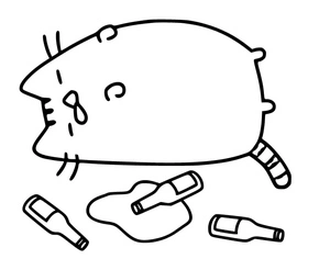 Party Pusheen Coloring Page