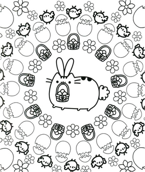 Pusheen Easter Coloring Page