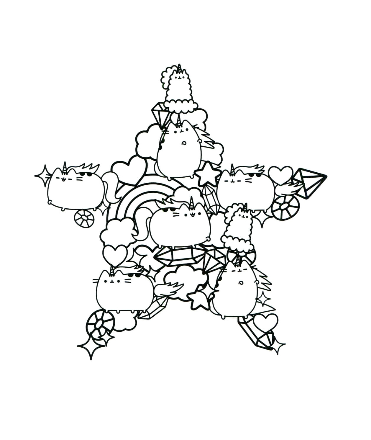 Star Pusheen Coloring Page