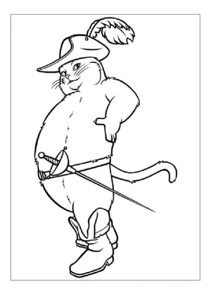 Chubby Kitty in Boots Coloring Page