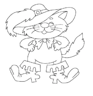 Joyful Kitty in Footwear Coloring Page