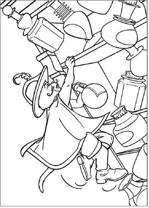 Puss in Boots Falling with Vials of Potion